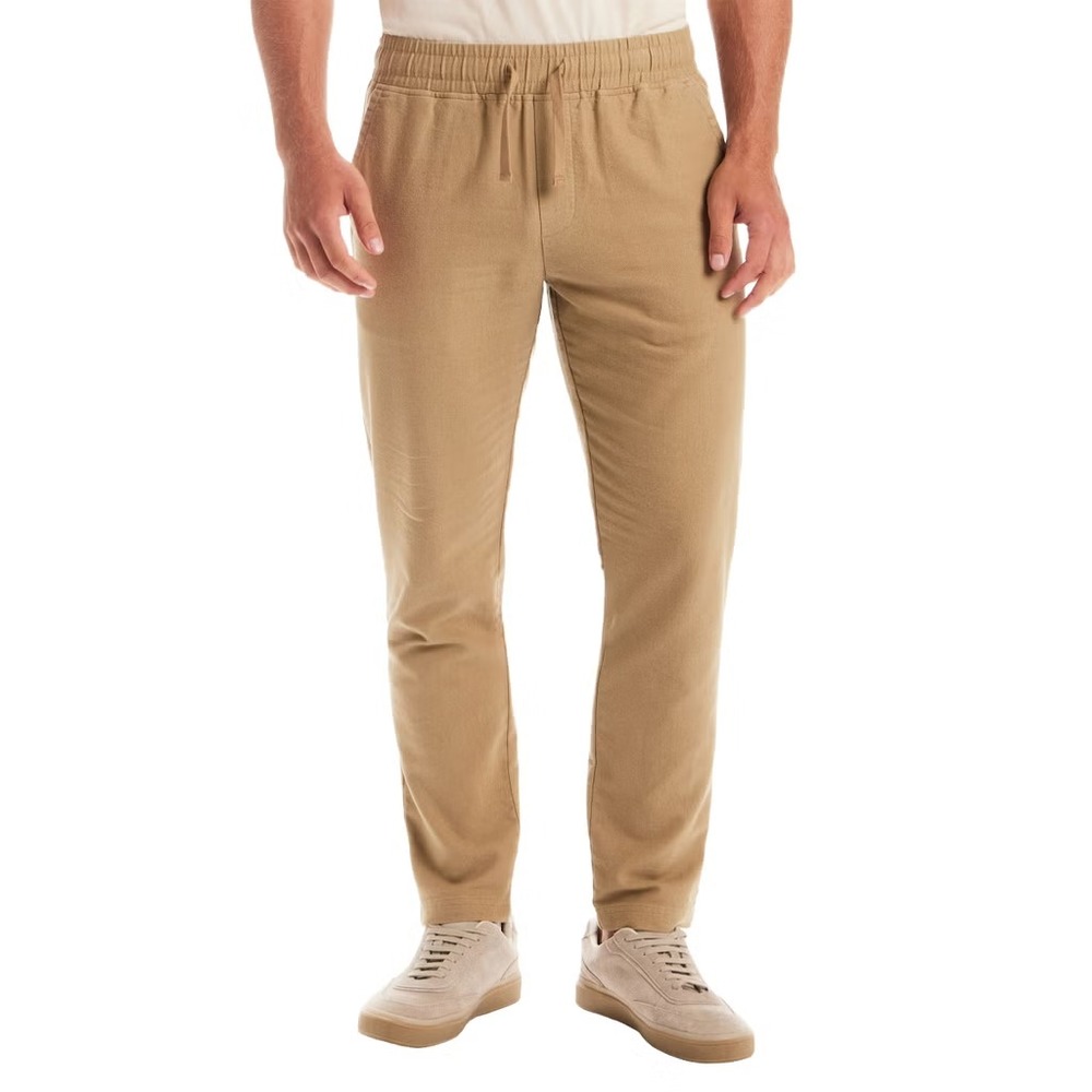 Vintage & Black Mens Linen Blend Pull-On Pants Tan Relaxed Fit Large NEW